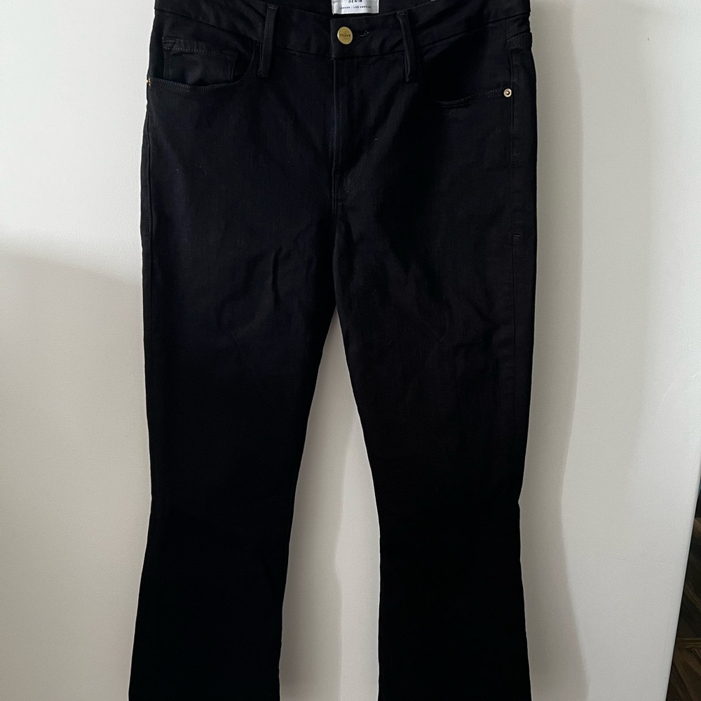 Frame Denim Black Mini Bootcut Jeans